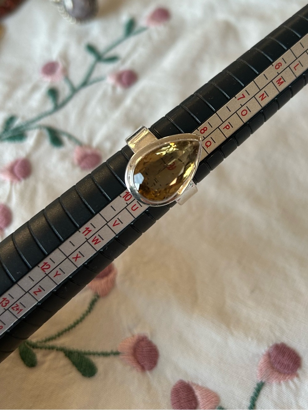 Sterling Silver Teardrop Faceted Citrine Ring